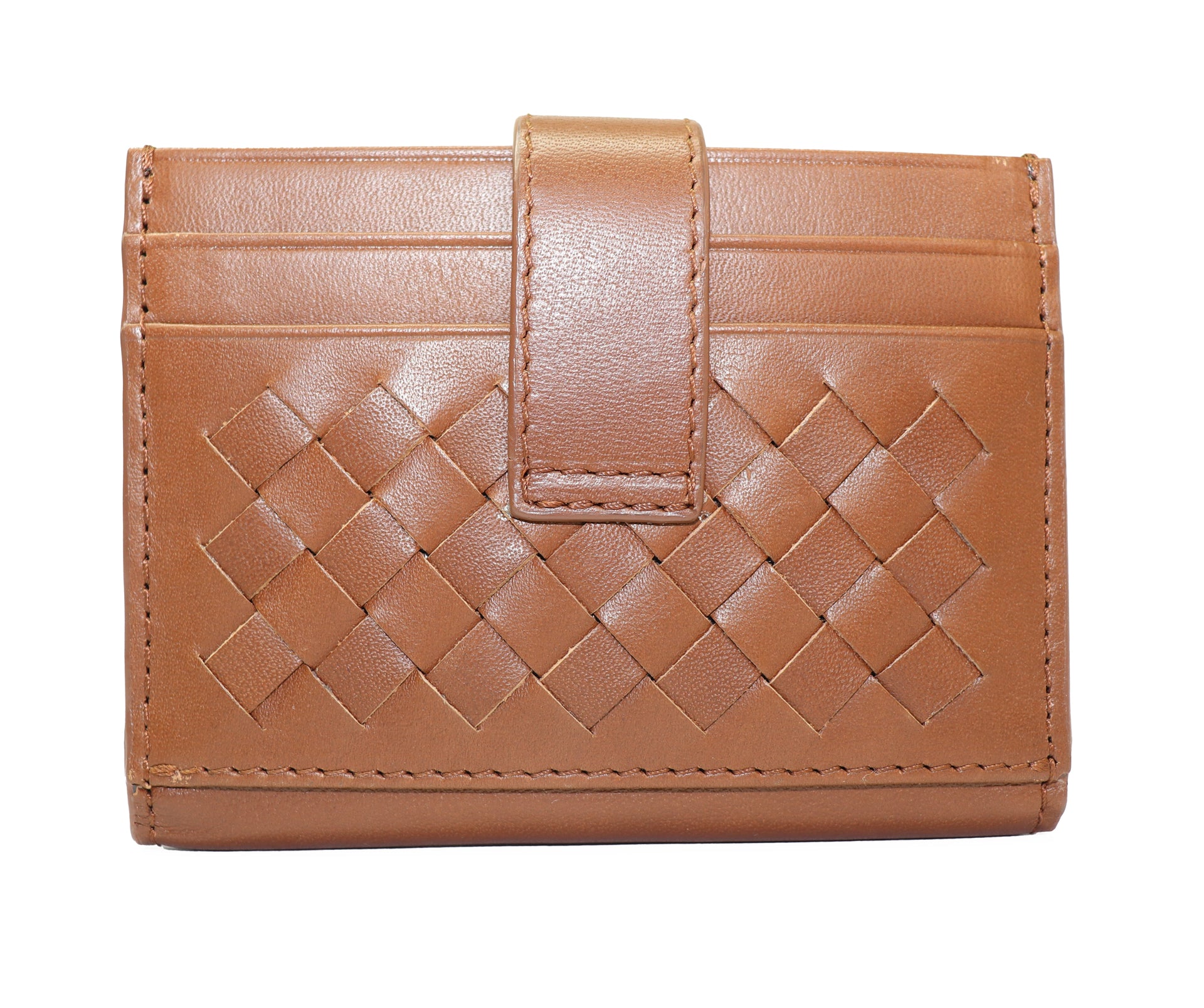 QUILTED CARD HOLDER - BROWN
