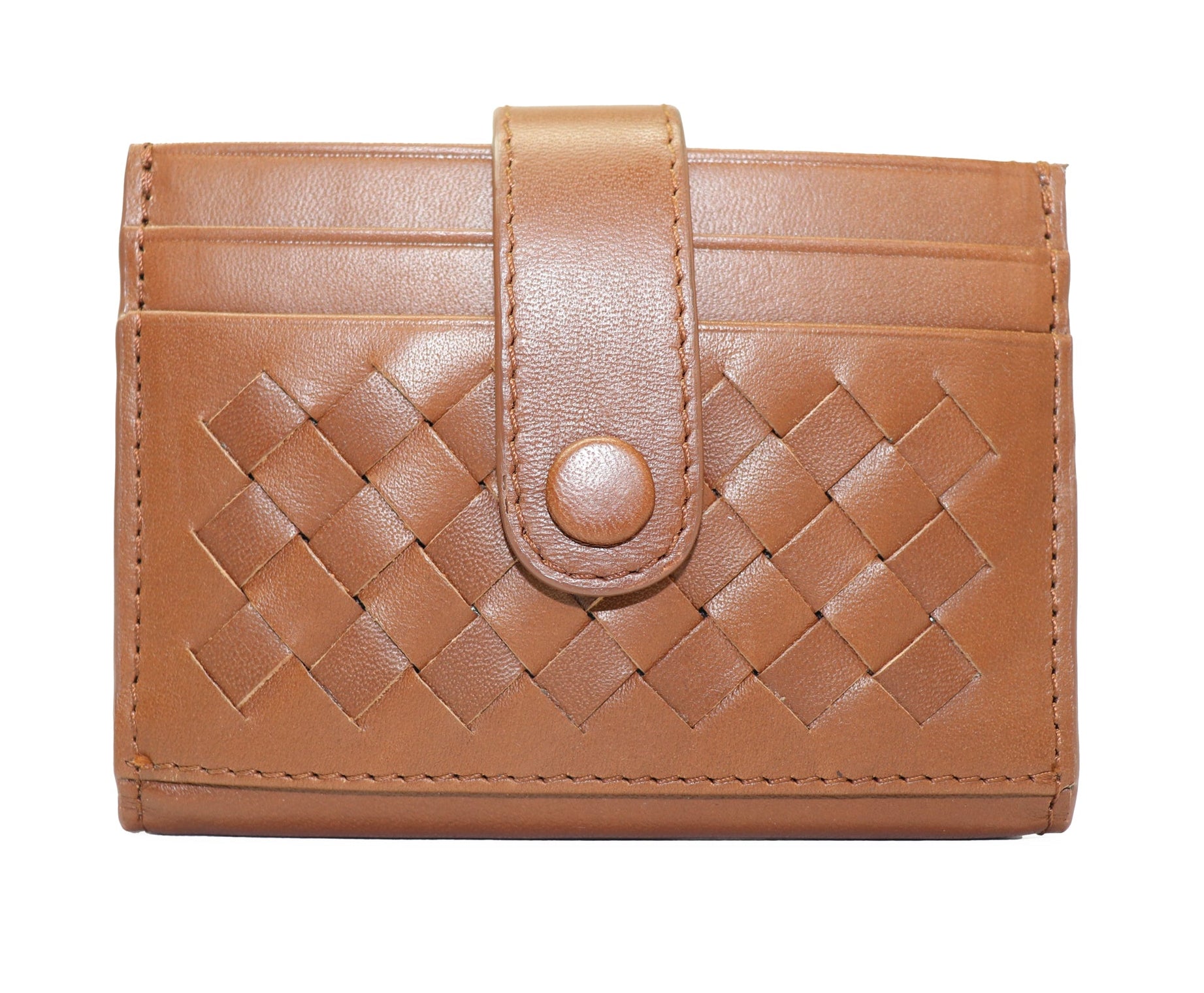 QUILTED CARD HOLDER - BROWN