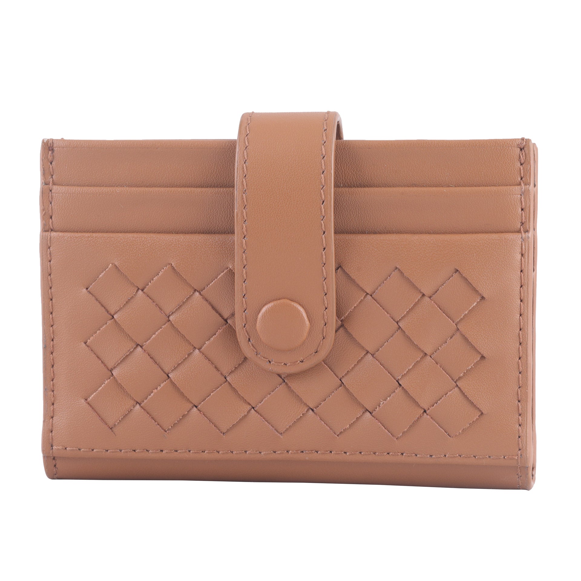 QUILTED CARD HOLDER - TAN