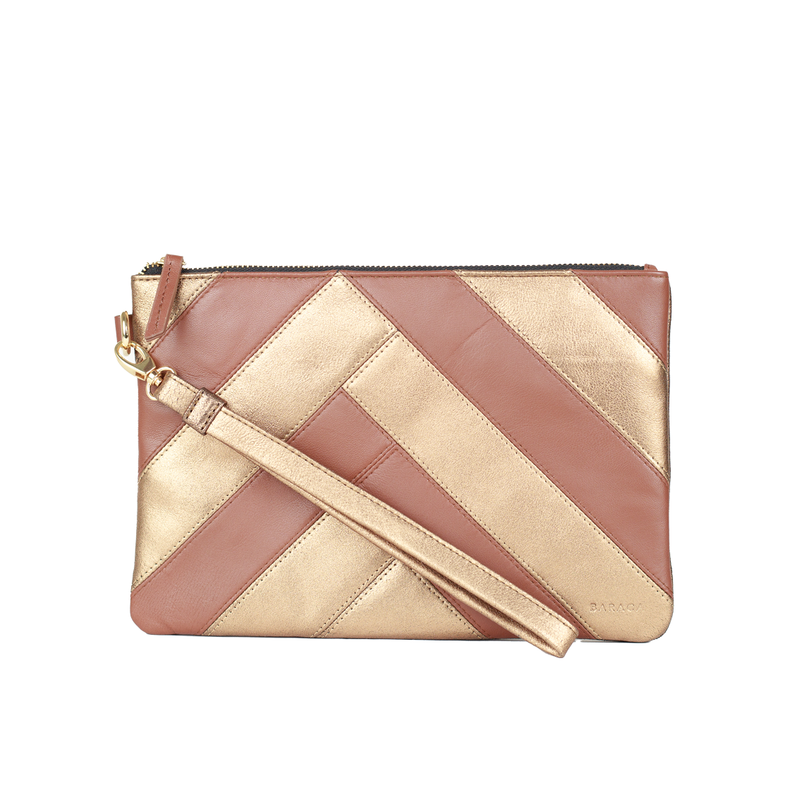 NOB HILL POUCH - BROWN & GOLD