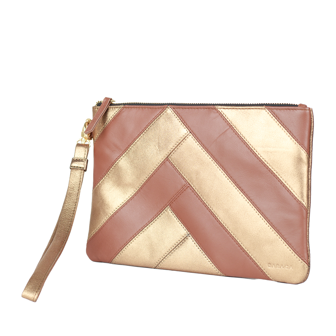 NOB HILL POUCH - BROWN & GOLD